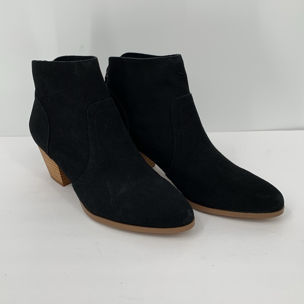 Violet & Red Cupid suede ankle boots black shoe bootie heel zipper new 8.5 - Picture 2 of 6